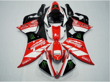 12-14 Red White Rocol Yamaha YZF R1 Motorcycle Fairings