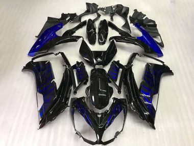 12-16 Black Blue Flame Kawasaki EX650 Motorcycle Fairings