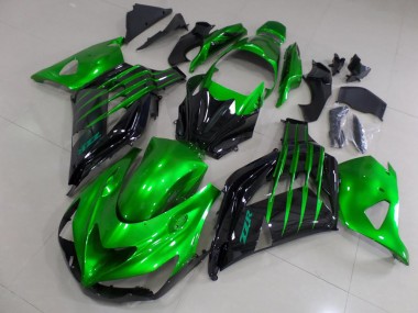 12-21 Candy Green and Black Kawasaki ZX14R ZZR1400 Motorcycle Fairings