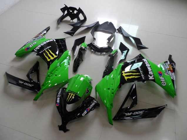 13-16 Black Green Monster Kawasaki ZX300R Motorcycle Fairings