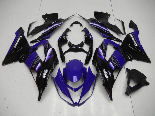 13-18 Black Blue Kawasaki ZX6R Motorcycle Fairings