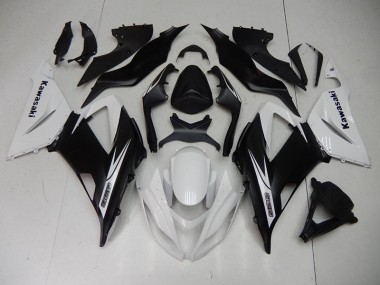 13-18 Black White Kawasaki ZX6R Motorcycle Fairings