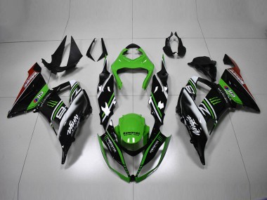 13-18 Green Black White Kawasaki ZX6R Motorcycle Fairings