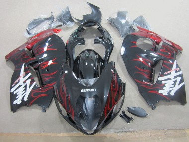 96-07 Black Red Flame Suzuki GSXR 1300 Hayabusa Motorcycle Bodywork