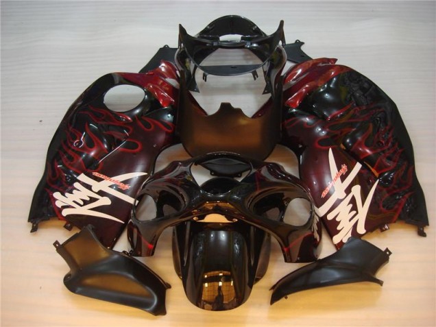 96-07 Black Red Flame Suzuki GSXR 1300 Hayabusa Motorcycle Fairings