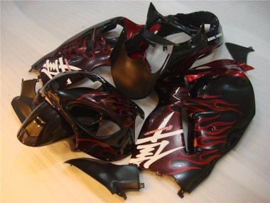 96-07 Black Red Flame Suzuki GSXR 1300 Hayabusa Motorcycle Fairings