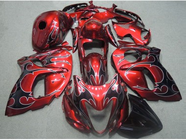 96-07 Red with Black Flame Suzuki GSXR 1300 Hayabusa Motorcycle Fairings