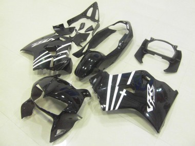 98-01 Black White Stripe Honda VFR800 Motorcycle Fairings